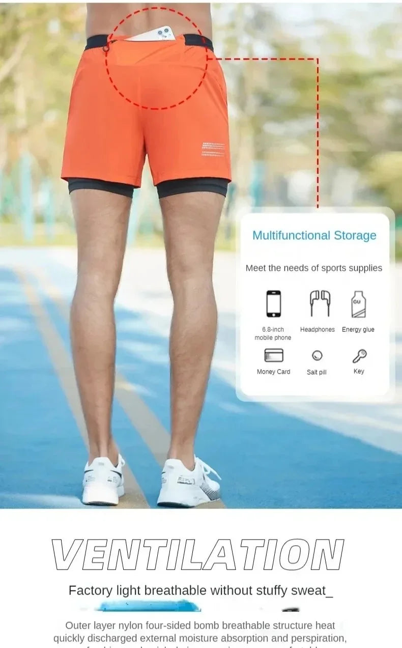Men’s Double-Layer Running Shorts — Pockets & Gym Ready