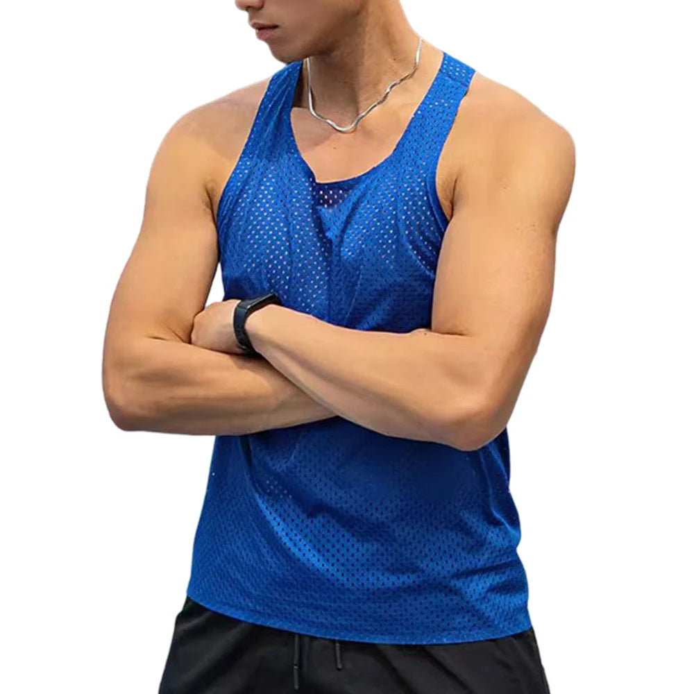 🤍 Pace & Flow Running Vest – White Mesh Quick-Dry