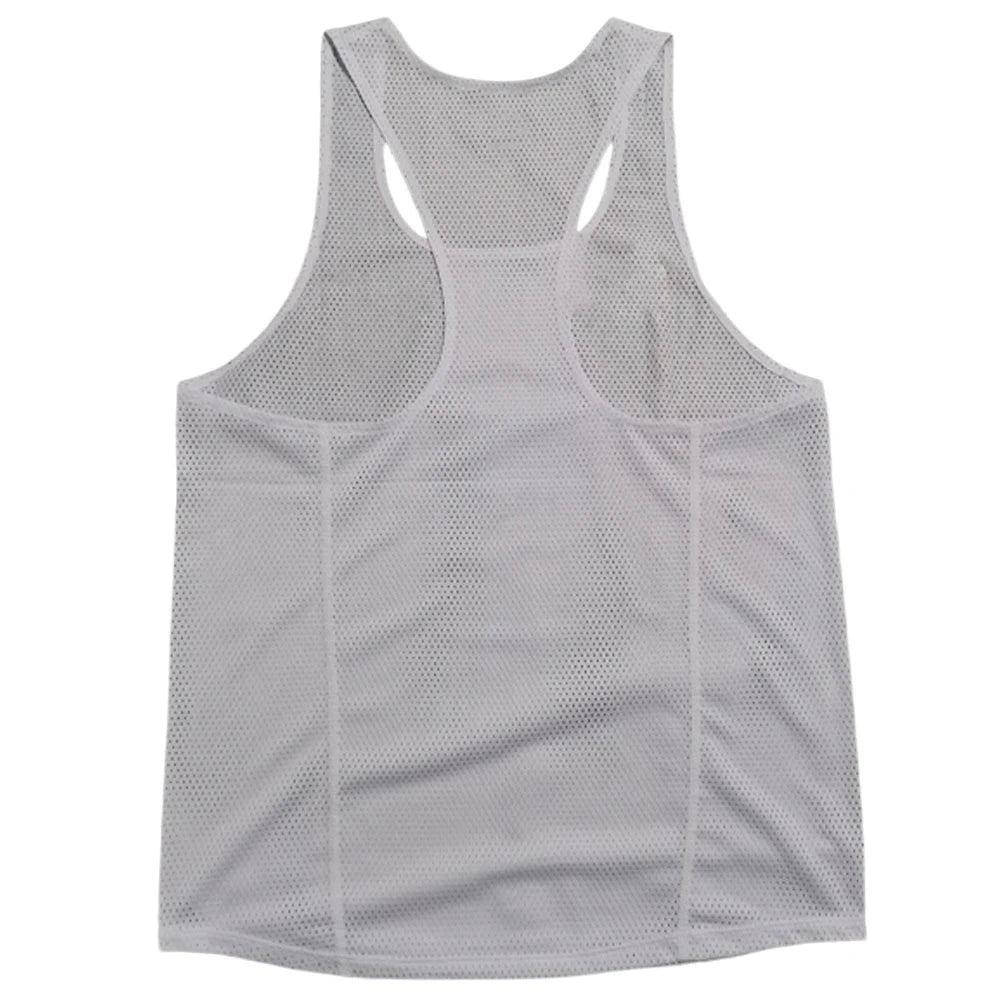 🤍 Pace & Flow Running Vest – White Mesh Quick-Dry