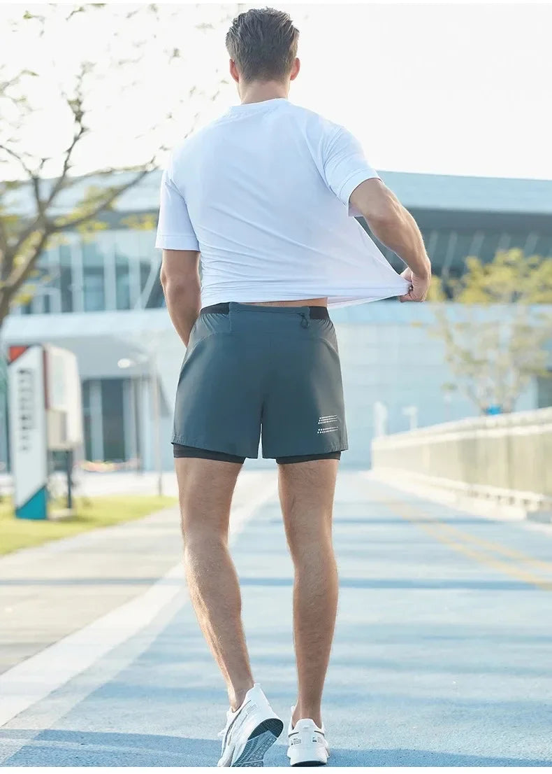 Men’s Double-Layer Running Shorts — Pockets & Gym Ready