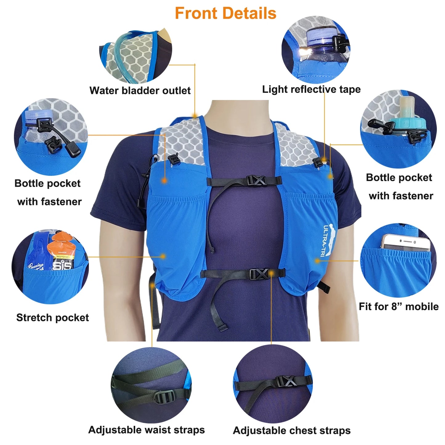 ULTRA-TRI Lightweight Hydration Running Vest Waterproof Trail Running Backpack 6L