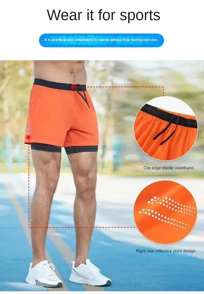 Men’s Double-Layer Running Shorts — Pockets & Gym Ready