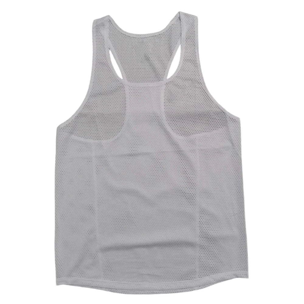 🤍 Pace & Flow Running Vest – White Mesh Quick-Dry