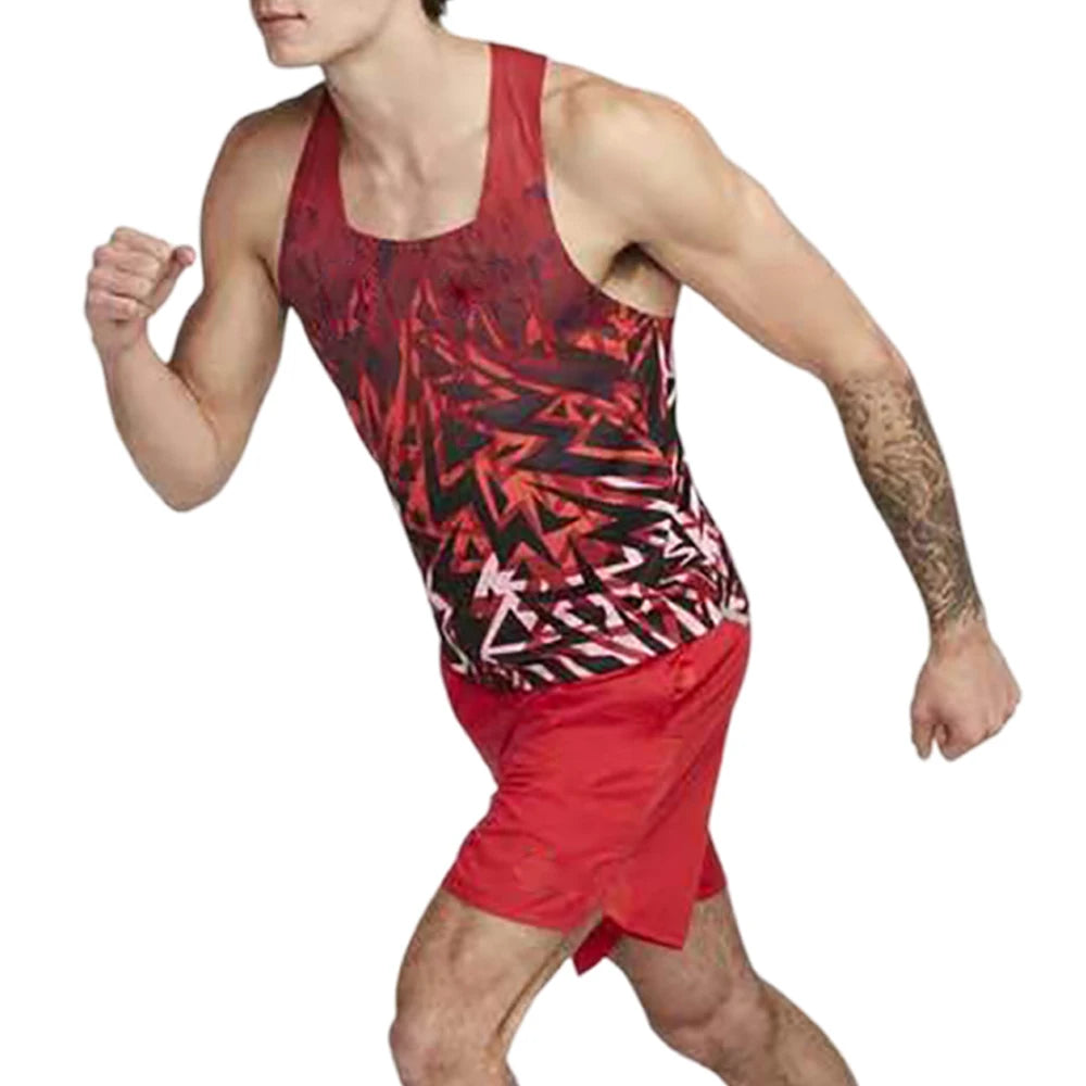 🔴 Men's Ultra-Light Running Vest – Red Voltage Pattern