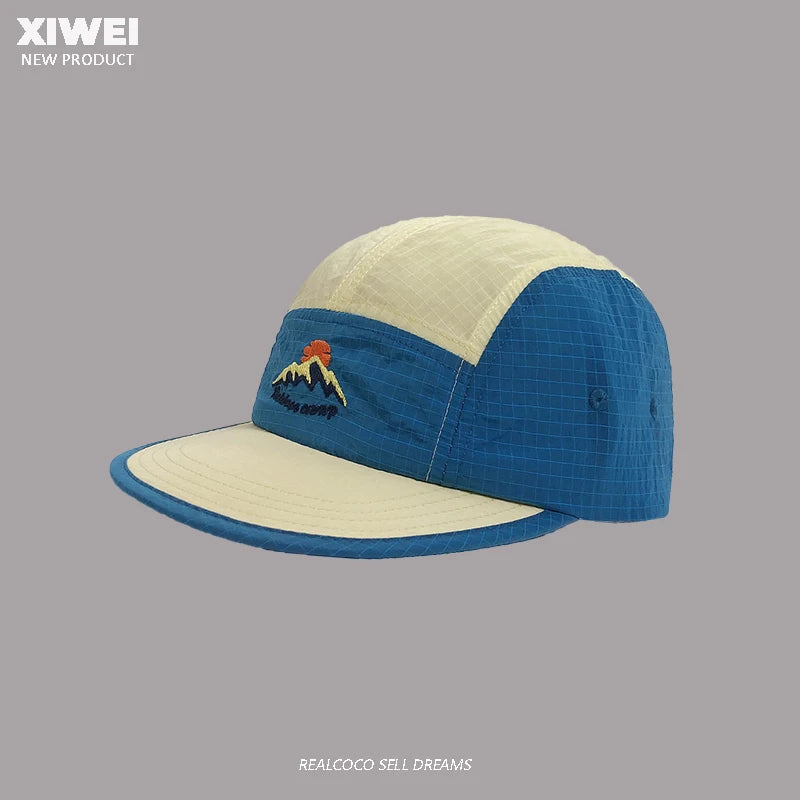 American Street Fashion Color Matching 5-panel Men's Hats Summer Outdoor Sunscreen Quick-drying Flat-brimmed Baseball Cap Women