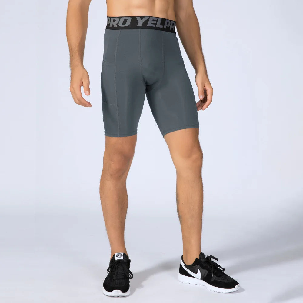 Men’s Compression Running Shorts — Quick Dry with Pocket