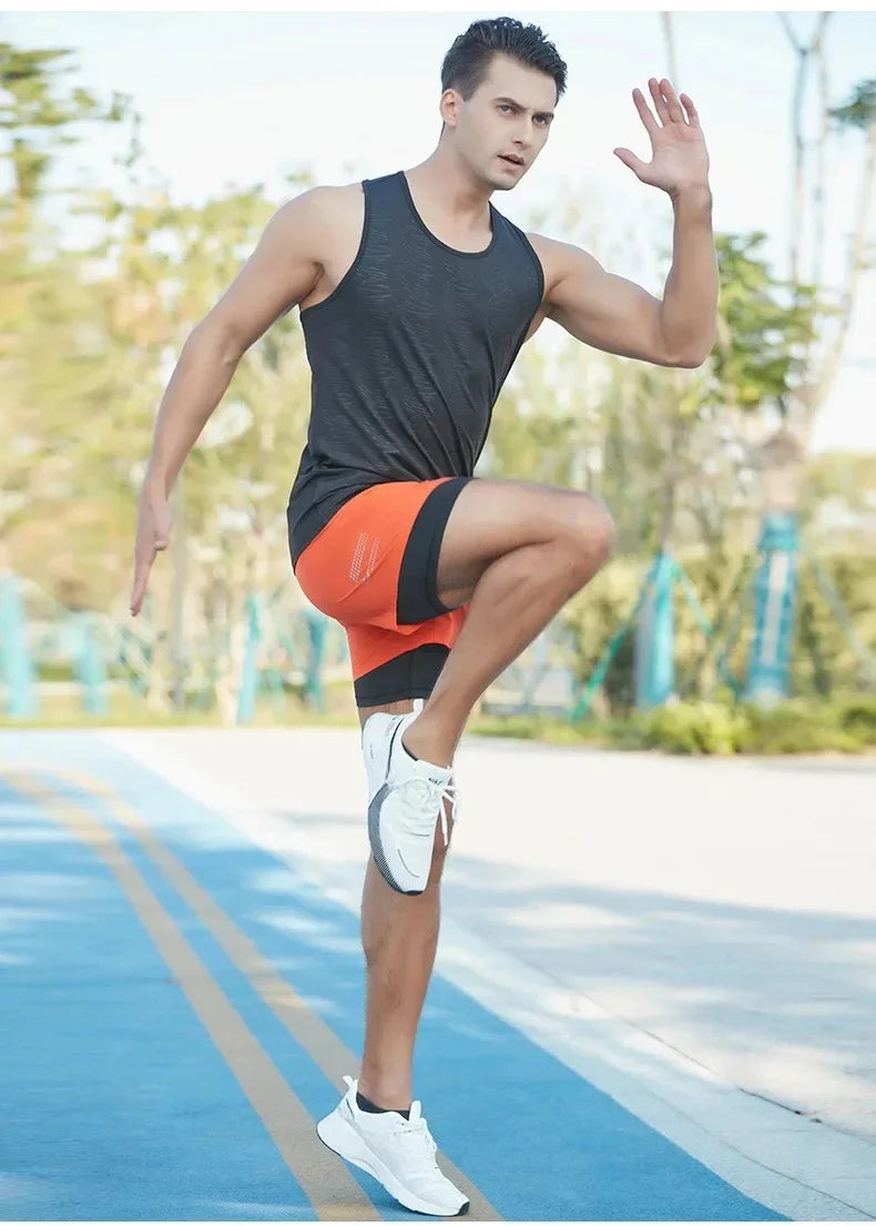 Men’s Double-Layer Running Shorts — Pockets & Gym Ready
