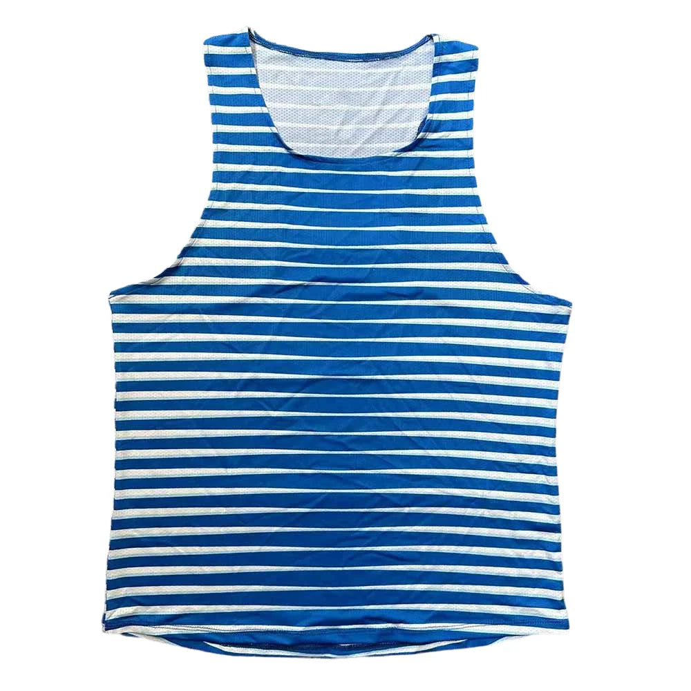 🔴 Pace & Flow Running Vest – Red & Blue Stripe