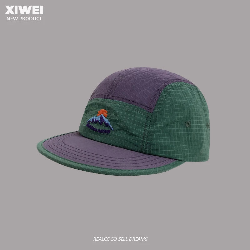 American Street Fashion Color Matching 5-panel Men's Hats Summer Outdoor Sunscreen Quick-drying Flat-brimmed Baseball Cap Women
