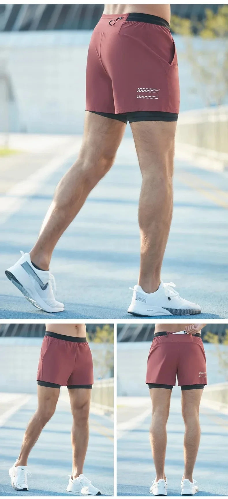 Men’s Double-Layer Running Shorts — Pockets & Gym Ready