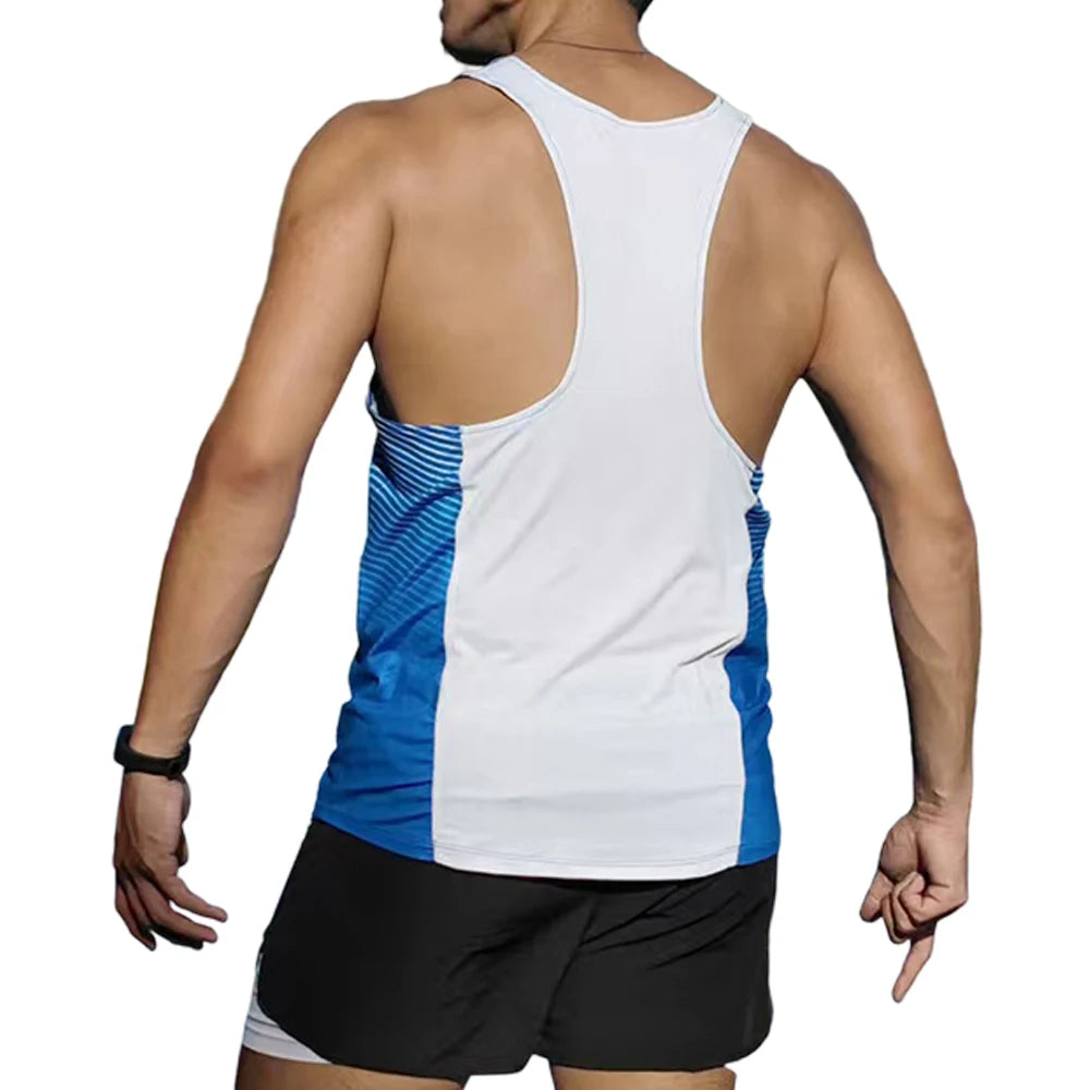 🔵 Pace & Flow Running Vest – Black/Blue Gradient