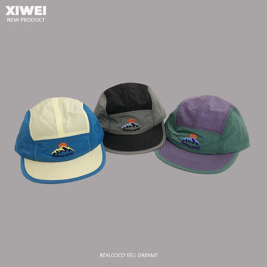 American Street Fashion Color Matching 5-panel Men's Hats Summer Outdoor Sunscreen Quick-drying Flat-brimmed Baseball Cap Women