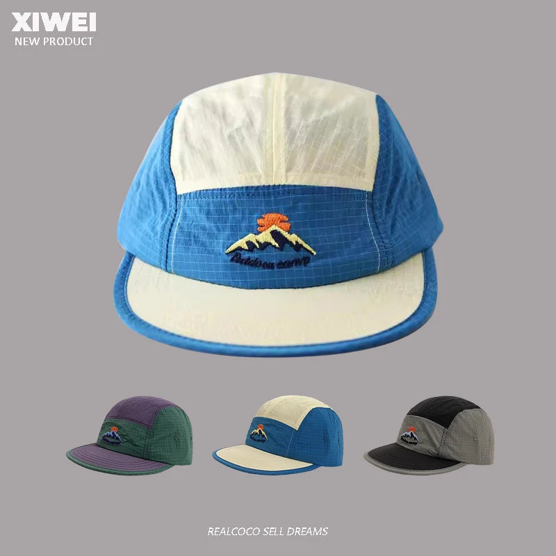 American Street Fashion Color Matching 5-panel Men's Hats Summer Outdoor Sunscreen Quick-drying Flat-brimmed Baseball Cap Women