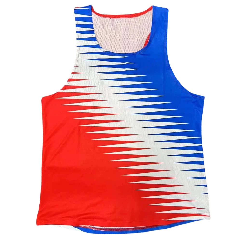 🟦 Pace & Flow Men’s Running Vest – Ultra-Light Quick-Dry Singlet Red/Blue
