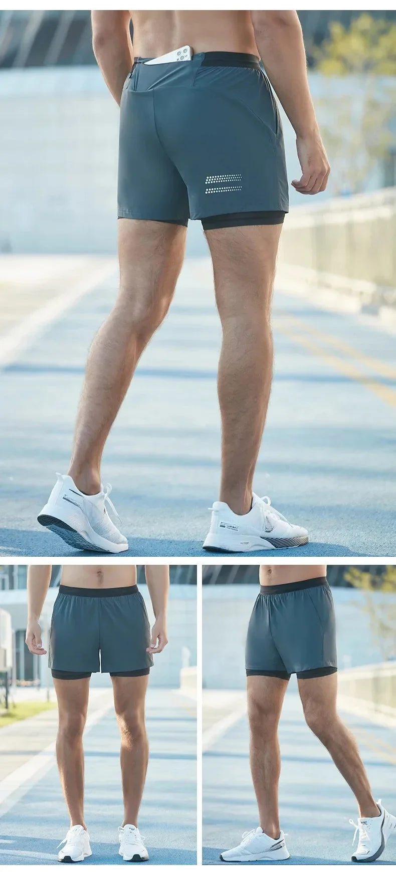 Men’s Double-Layer Running Shorts — Pockets & Gym Ready