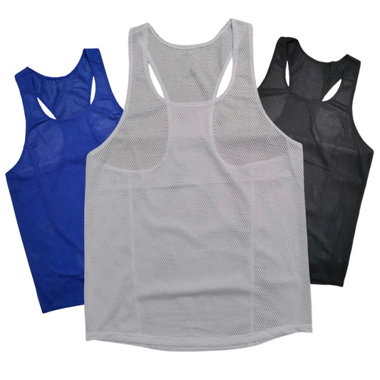 🤍 Pace & Flow Running Vest – White Mesh Quick-Dry