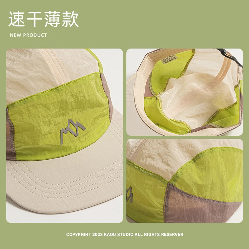 New Lightweight Thin 5-panel Baseball Caps for Women Summer Outdoor Leisure Sunscreen Quick-drying Camping Hats for Men