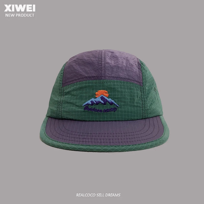 American Street Fashion Color Matching 5-panel Men's Hats Summer Outdoor Sunscreen Quick-drying Flat-brimmed Baseball Cap Women