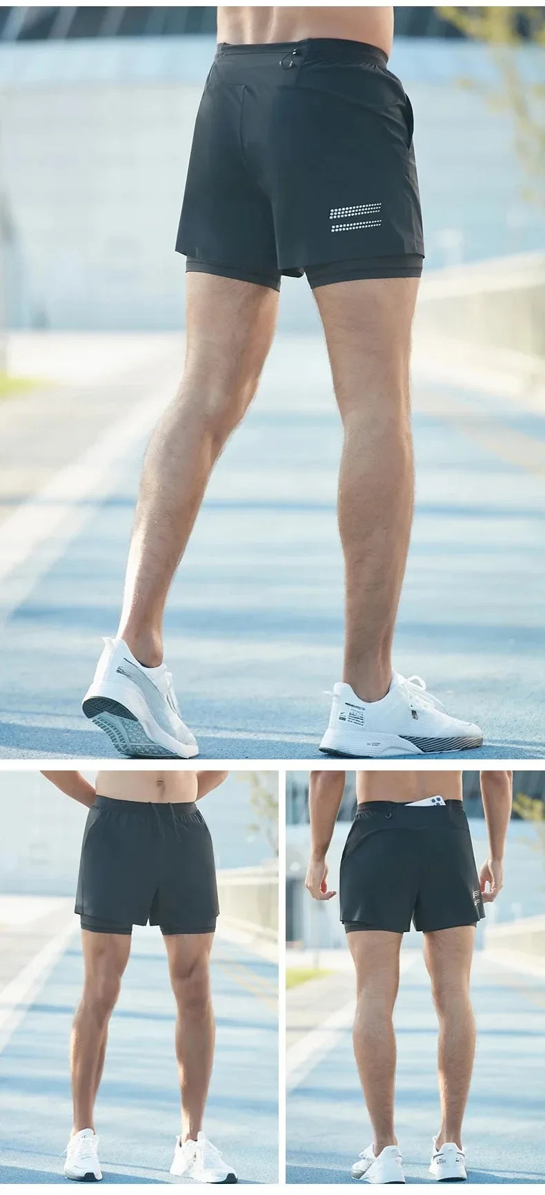 Men’s Double-Layer Running Shorts — Pockets & Gym Ready