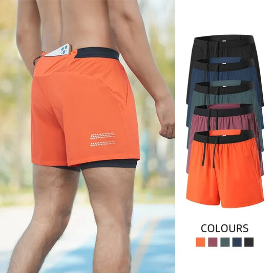 Men’s Double-Layer Running Shorts — Pockets & Gym Ready