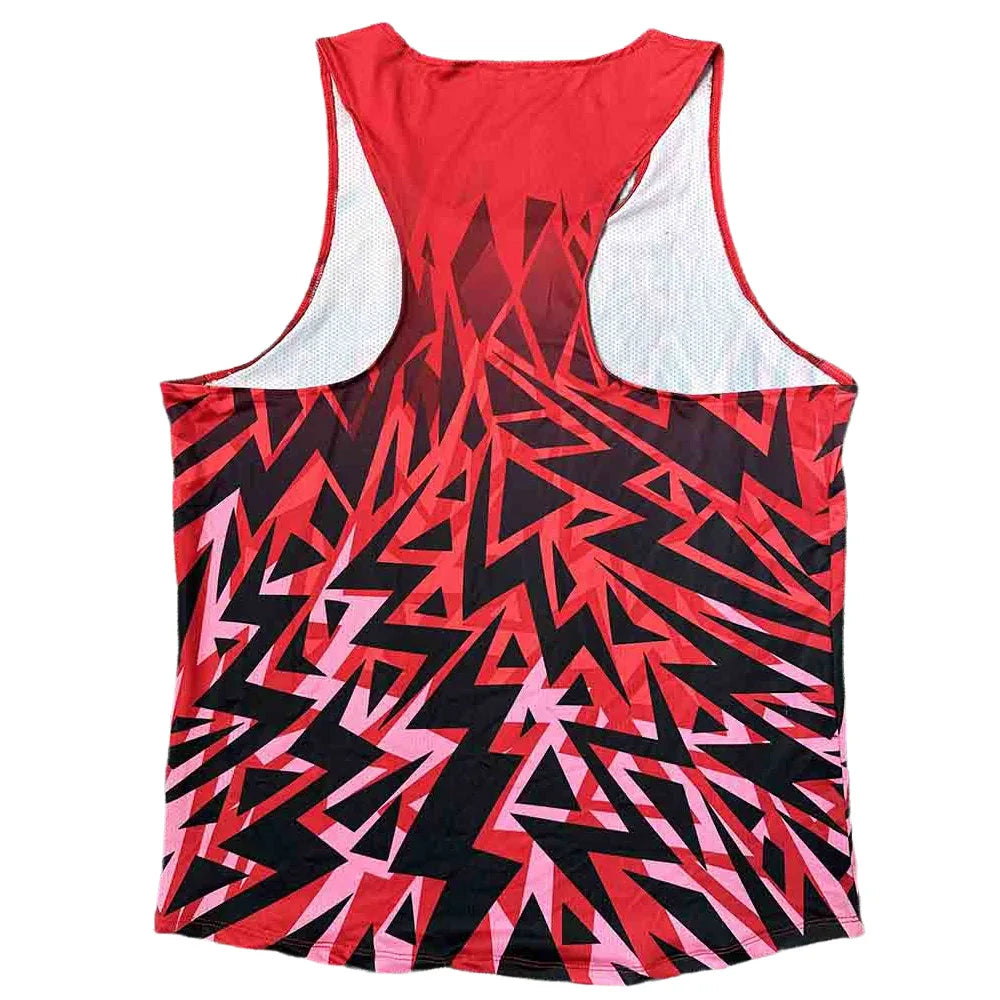 🔴 Men's Ultra-Light Running Vest – Red Voltage Pattern