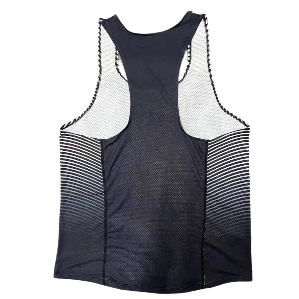 🔵 Pace & Flow Running Vest – Black/Blue Gradient