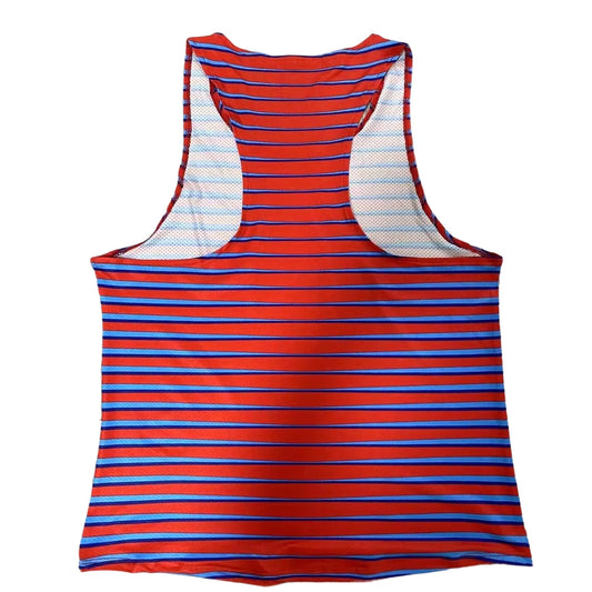 🔴 Pace & Flow Running Vest – Red & Blue Stripe