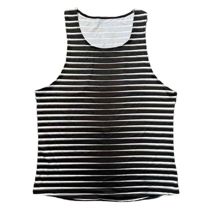 🔴 Pace & Flow Running Vest – Red & Blue Stripe