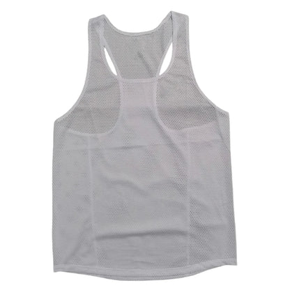 🤍 Pace & Flow Running Vest – White Mesh Quick-Dry