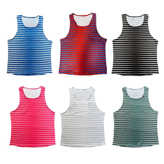 🔴 Pace & Flow Running Vest – Red & Blue Stripe