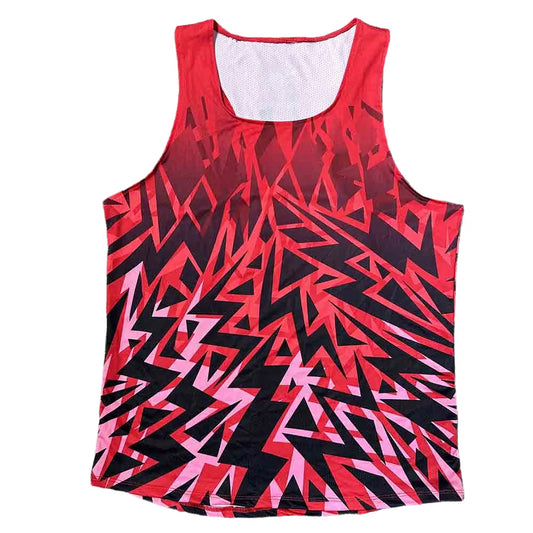 🔴 Men's Ultra-Light Running Vest – Red Voltage Pattern