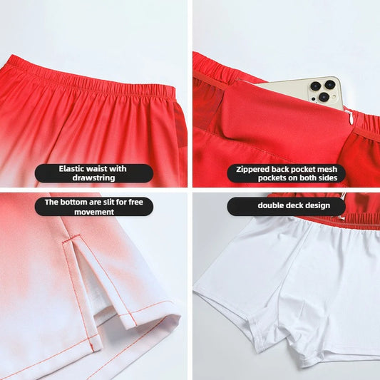 Men’s Gradient Double-Layer Running Shorts — Lightweight, Sporty Fit
