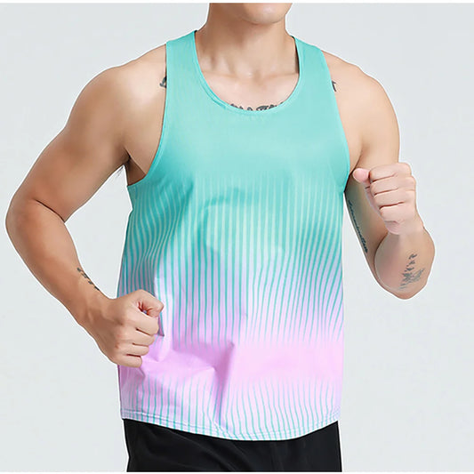💗 Pace & Flow Running Vest – Aqua Pink Gradient