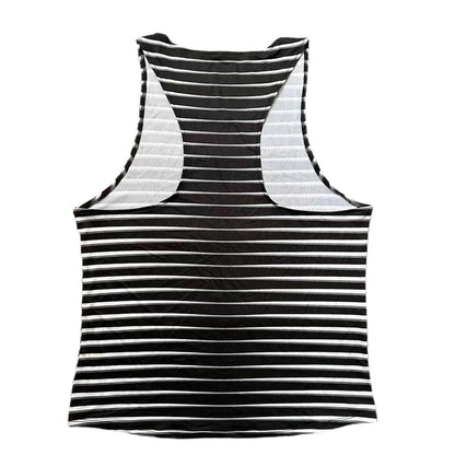 🔴 Pace & Flow Running Vest – Red & Blue Stripe