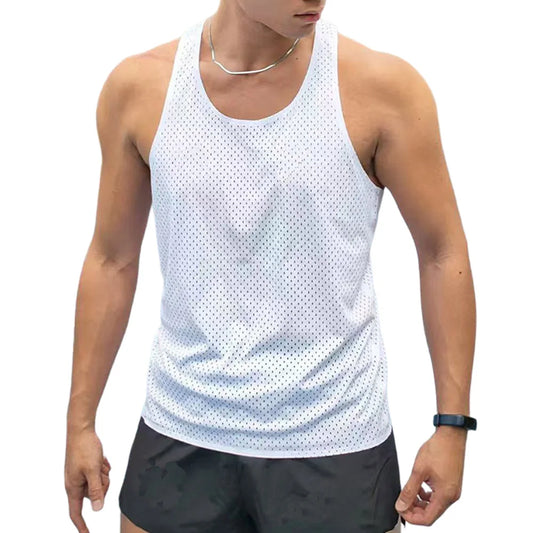 🤍 Pace & Flow Running Vest – White Mesh Quick-Dry