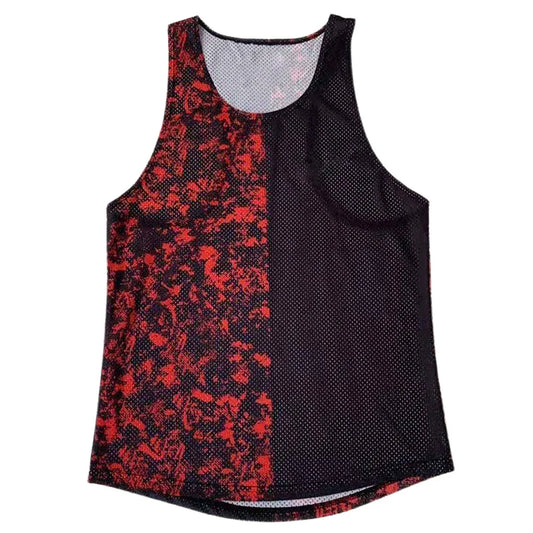 🔴 Black & Red Two-Tone Camo Running Vest