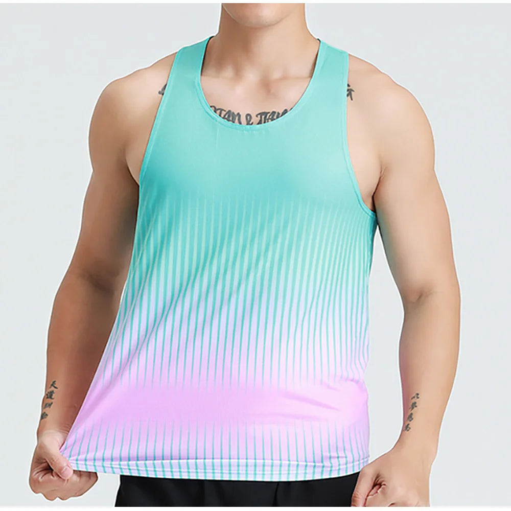 💗 Pace & Flow Running Vest – Aqua Pink Gradient
