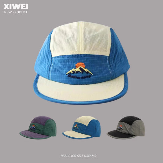American Street Fashion Color Matching 5-panel Men's Hats Summer Outdoor Sunscreen Quick-drying Flat-brimmed Baseball Cap Women