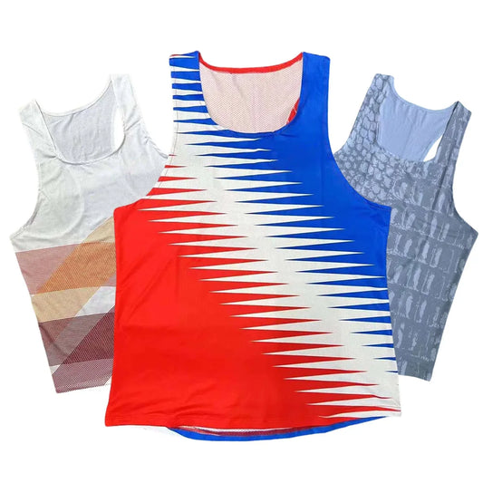 🟦 Pace & Flow Men’s Running Vest – Ultra-Light Quick-Dry Singlet Red/Blue