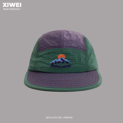American Street Fashion Color Matching 5-panel Men's Hats Summer Outdoor Sunscreen Quick-drying Flat-brimmed Baseball Cap Women