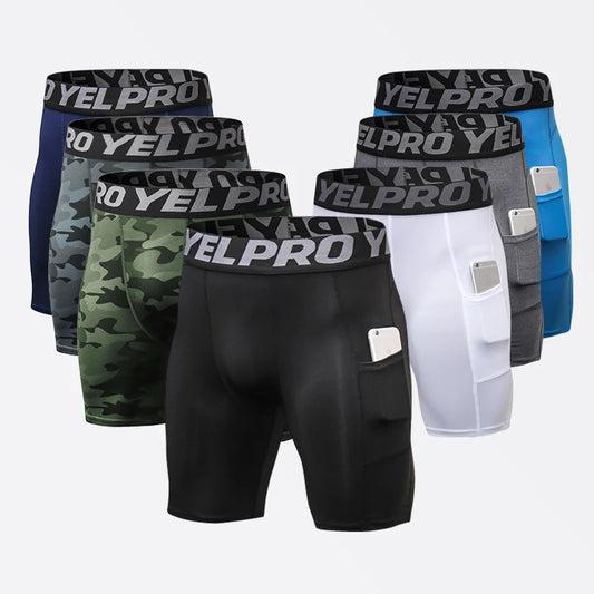 Men’s Compression Running Shorts — Quick Dry with Pocket