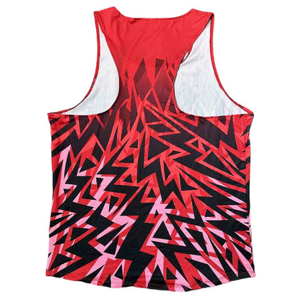 🔴 Men's Ultra-Light Running Vest – Red Voltage Pattern